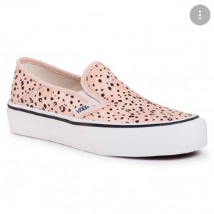 Leila Hurst slip on pink animal print vans